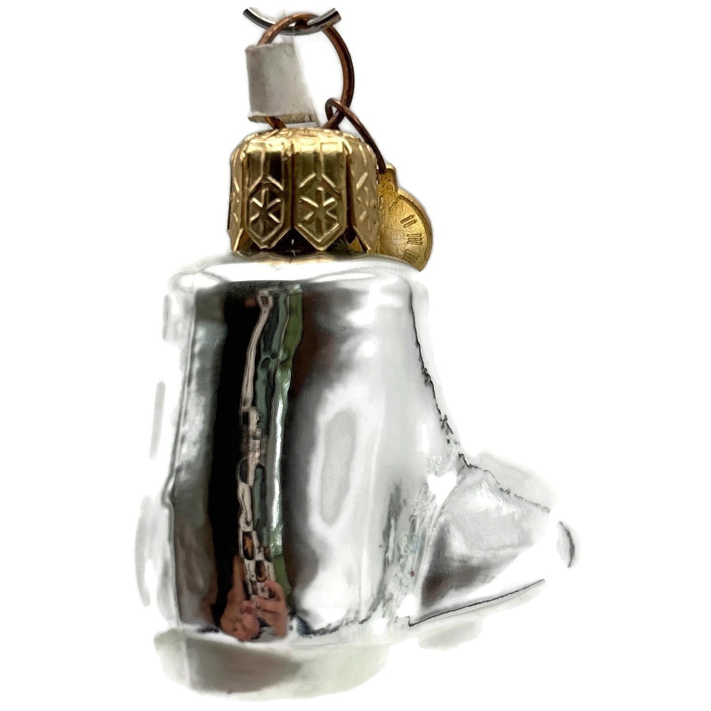 Department 56 Silver Glass Baby Shoe Boot Christmas Tree Ornament