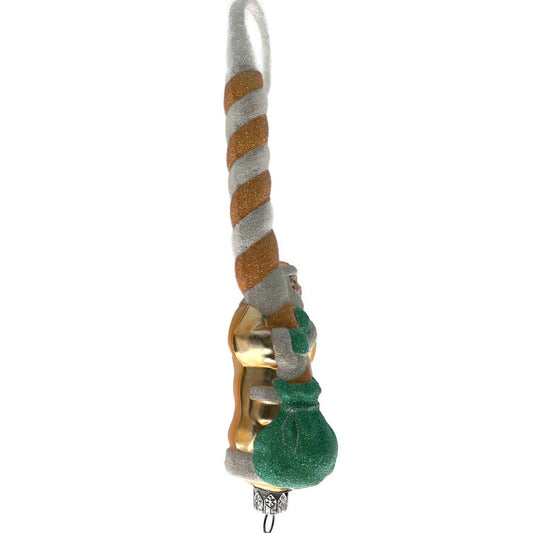 Patricia Breen Peppermint Santa Peach Striped Christmas Holiday Tree Ornament