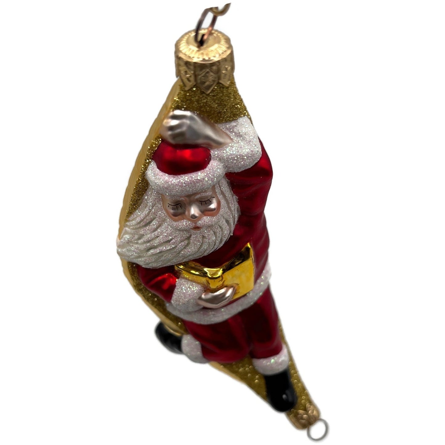 Patricia Breen A Respite for Santa Red Gold Squares Christmas Tree Ornament