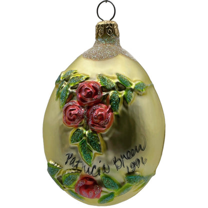 Patricia Breen Aleksandras Egg Flowers Yellow Easter Christmas Signed Ornament