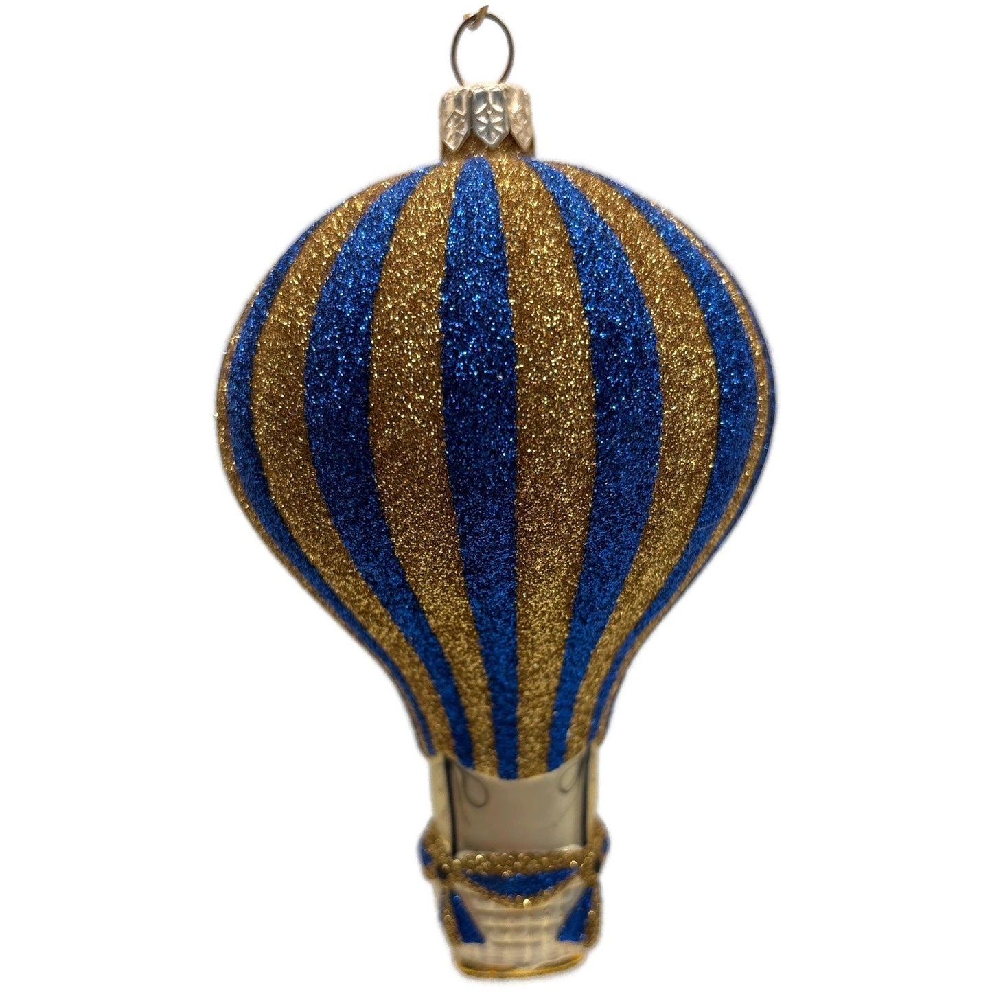 Patricia Breen Petite Balon Blue Gold Striped Balloon Christmas Tree Ornament