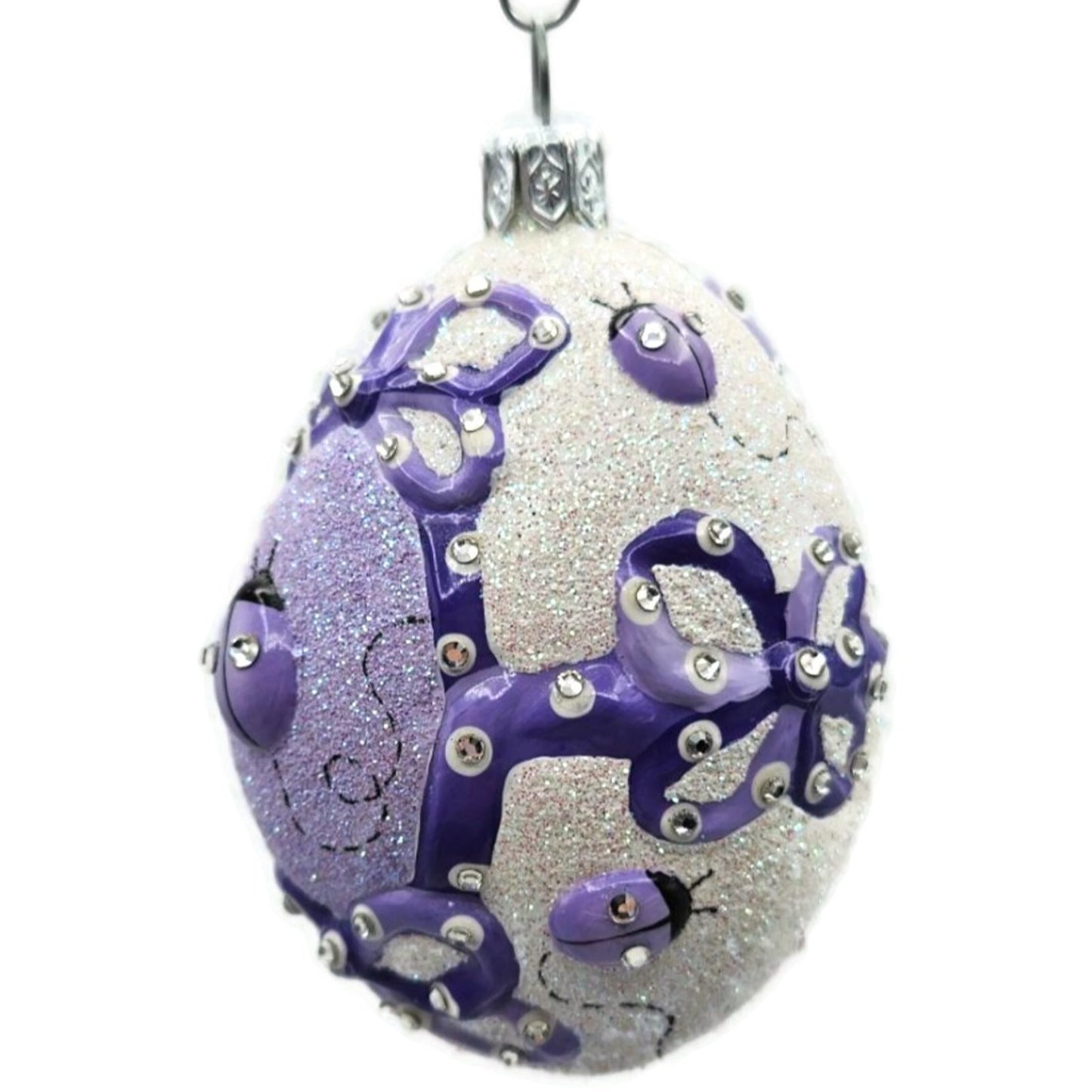 Patricia Breen Beribboned Egg Ladybugs Violet Easter Egg Purple Tree Ornament