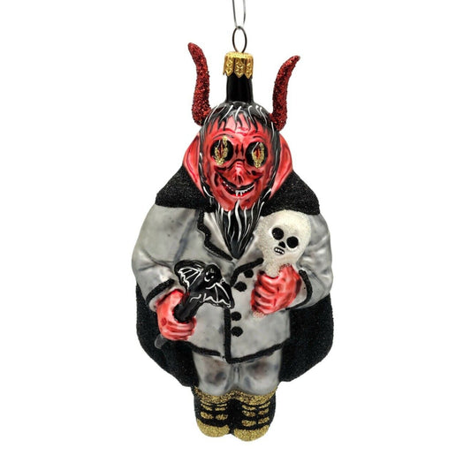 Larry Fraga Devil Beware Blown Glass Halloween Christmas Tree Ornament 5889