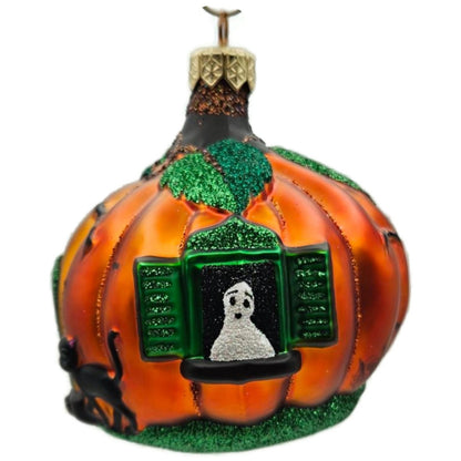 Patricia Breen Pumpkin Cottage Orange Bats Matte Halloween Ornament Signed