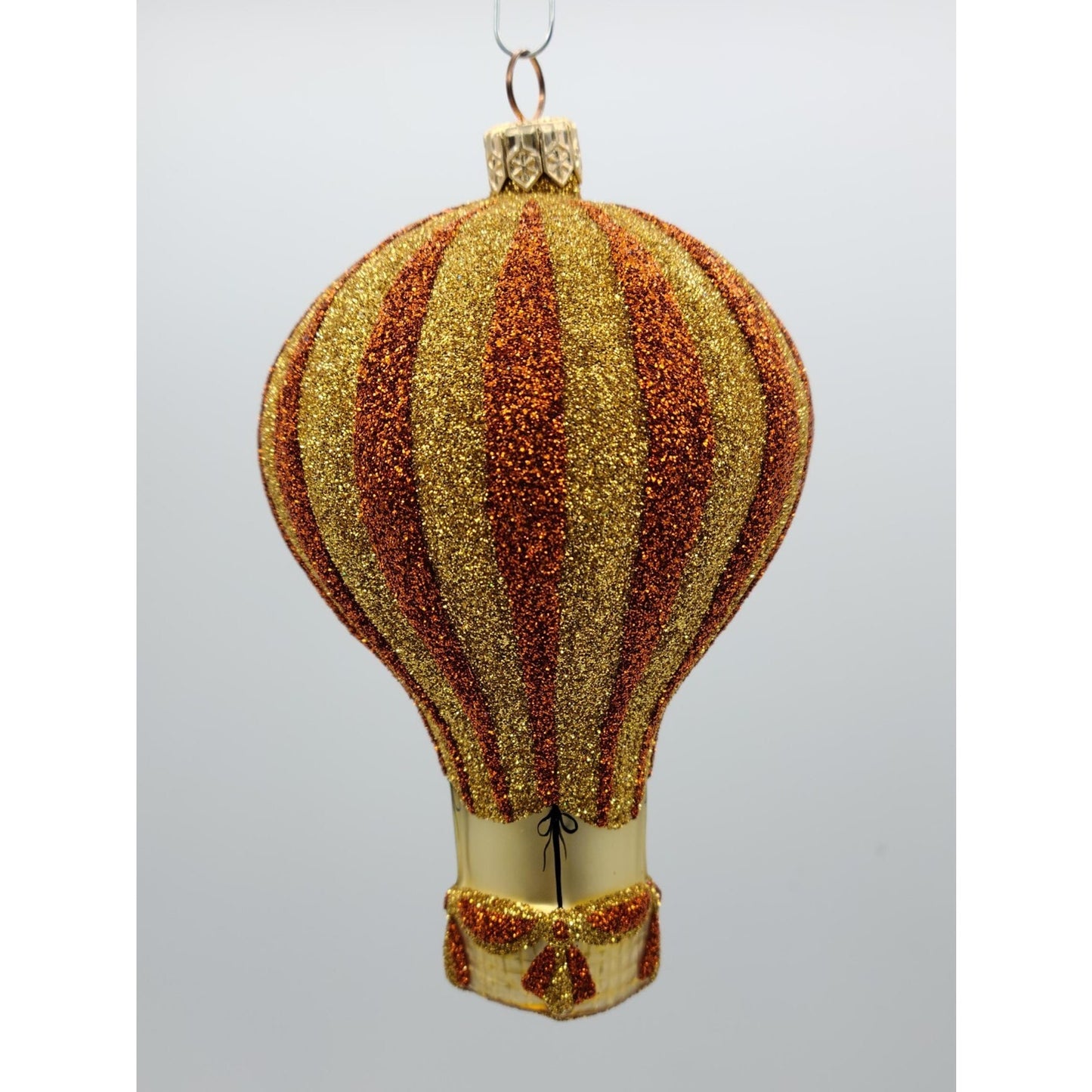 Patricia Breen Petite Balon Copper Gold Glittered Stripe Christmas Tree Ornament