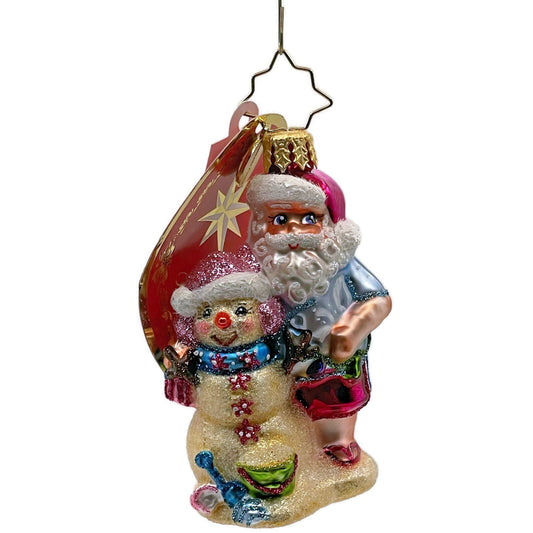Christopher Radko Sandy Snow Team Gem Santa Claus Beach Christmas Ornament