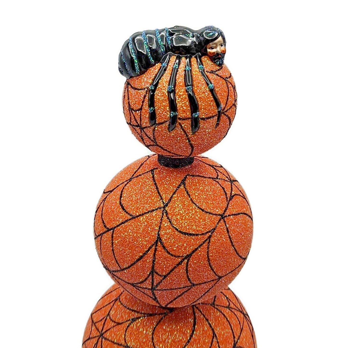 Patricia Breen Webmaster Orange Spider Web Finial Halloween Holiday Tree Topper