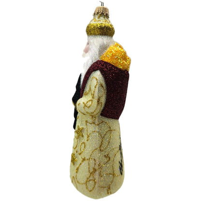 Larry Fraga Mr. Fabulous Santa Tree Gold Stars Glitter Series Christmas Ornament