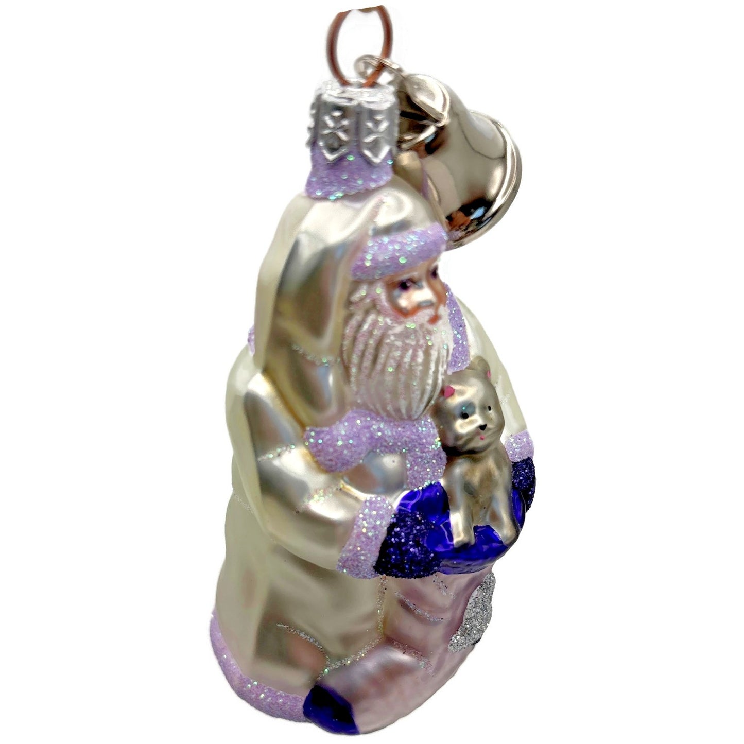 Patricia Breen Santa With Kitten Bell Lavender Complimentary Christmas Ornament