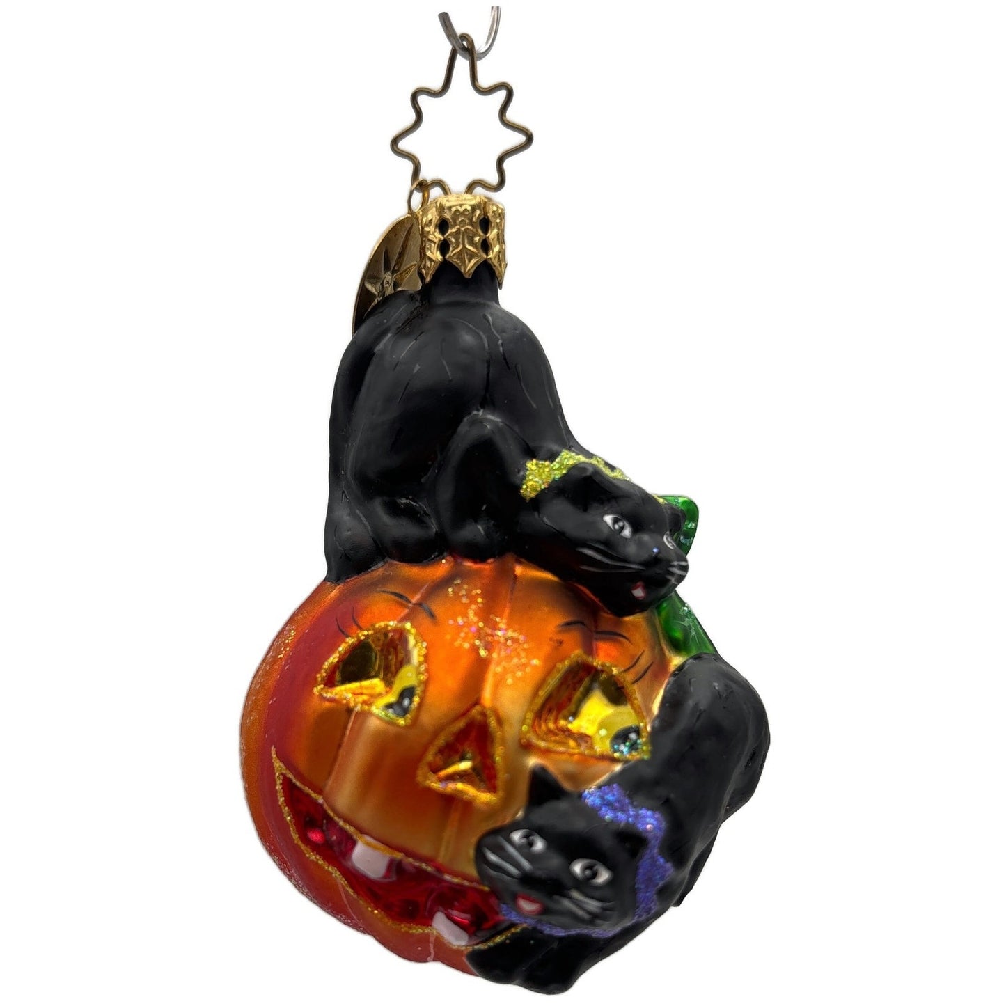 Christopher Radko Cat O'Lantern Gem Orange Pumpkin Halloween Ornament 01-0851-0
