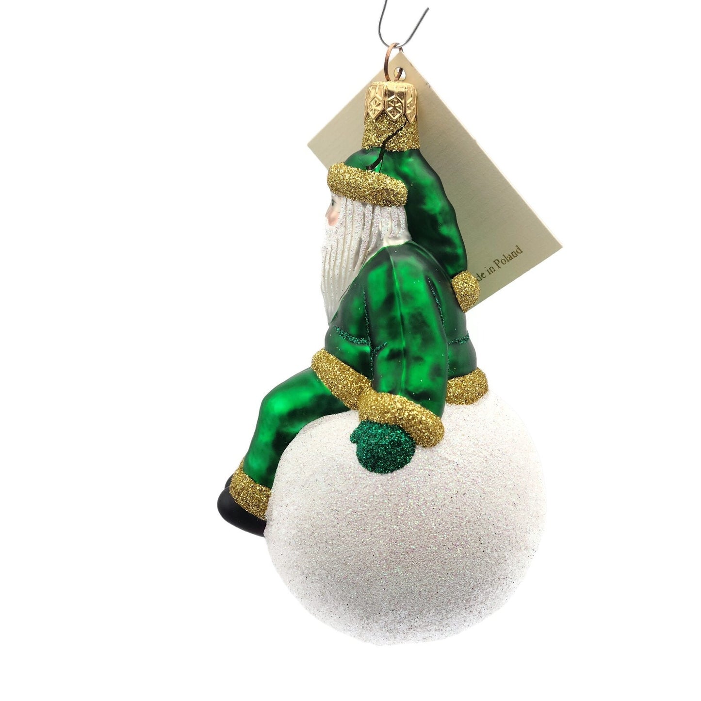 Patricia Breen Snowbound Santa Claus Green Gold Christmas Holiday Tree Ornament
