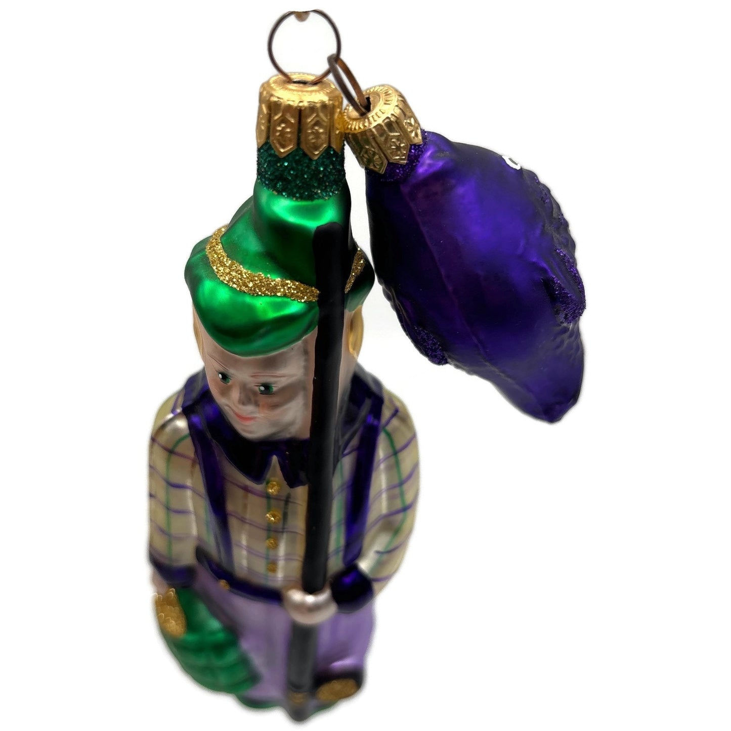 Patricia Breen Fisherboy And Fish Purple Fish Gold Stripe on Hat Summer Ornament