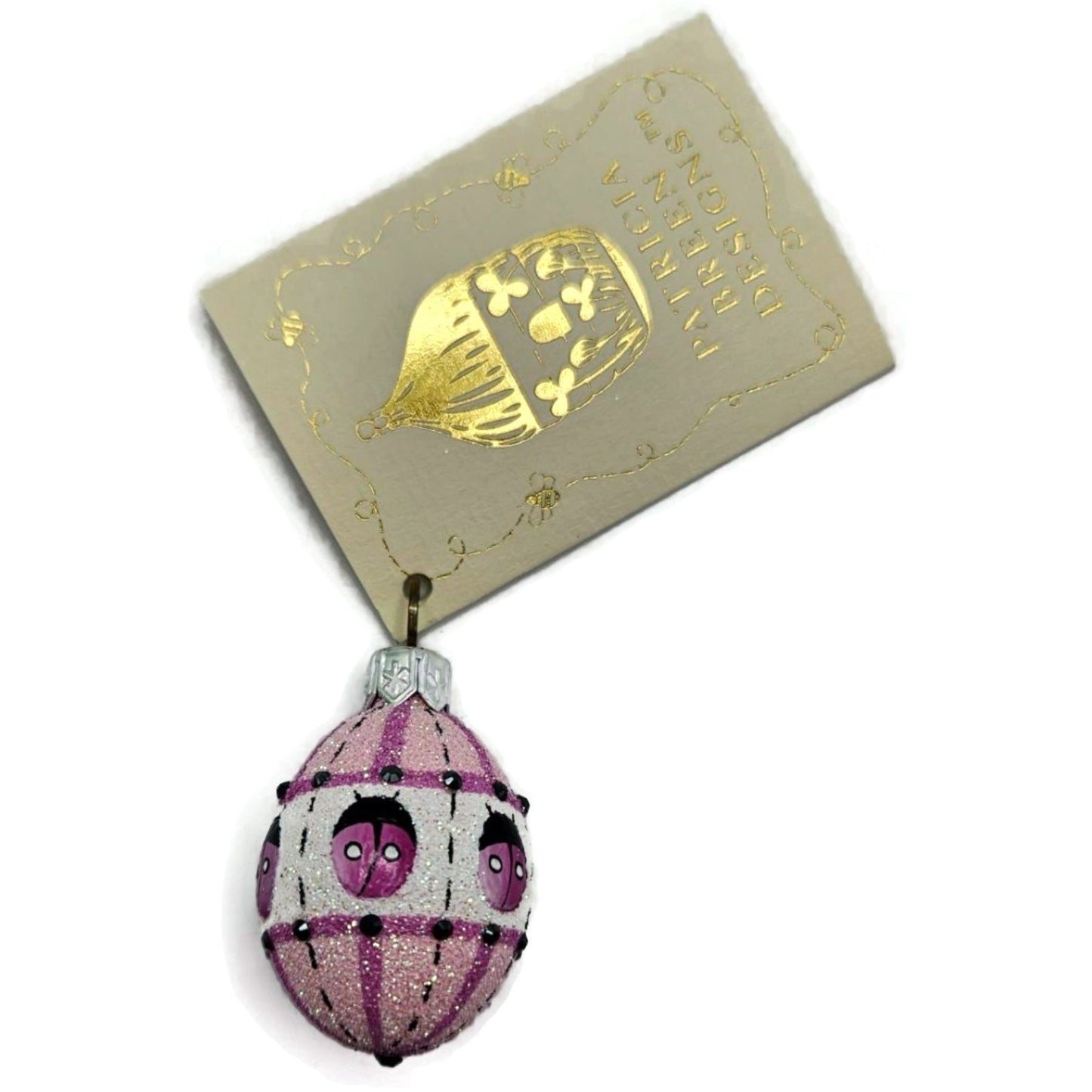 Patricia Breen Miniature Egg Surprise Ladybug Pink Easter Christmas Ornament