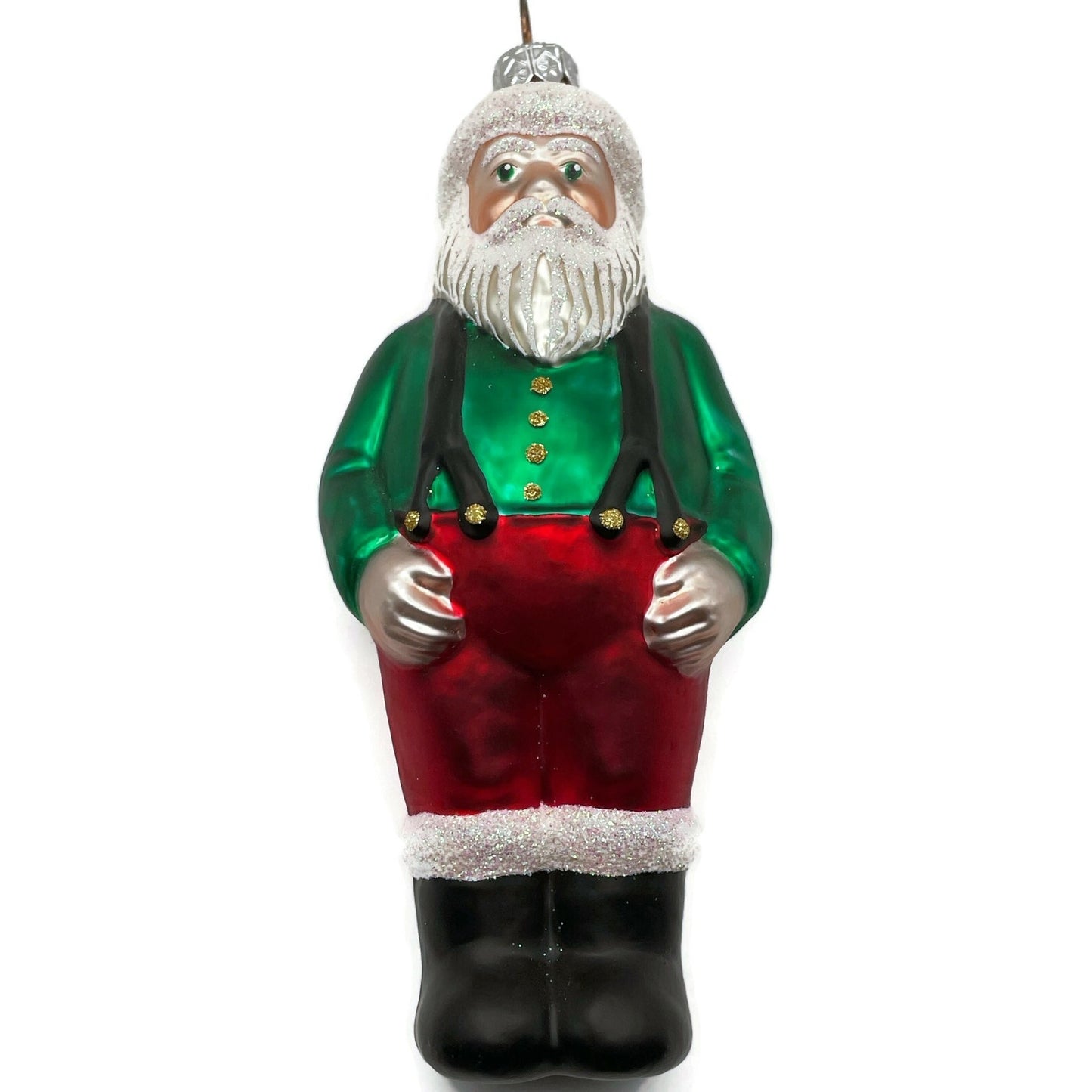 Patricia Breen Workshop Santa Claus Green Shirt Red Hat Pants Christmas Ornament
