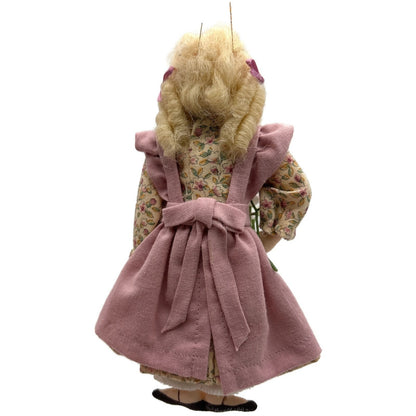 Gladys Boalt Goldilocks and Three Bears Pink Fabric Christmas Ornament Signed