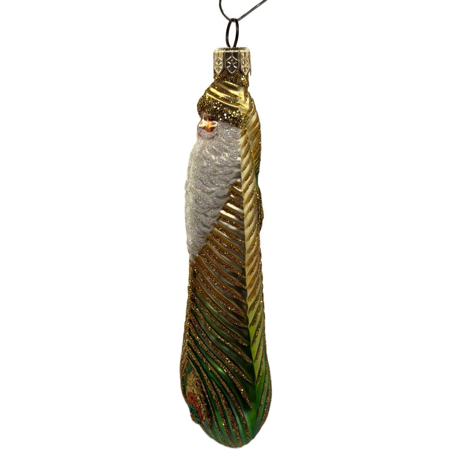 Patricia Breen Peacock Icicle Gold Green Santa Claus Christmas Tree Ornament