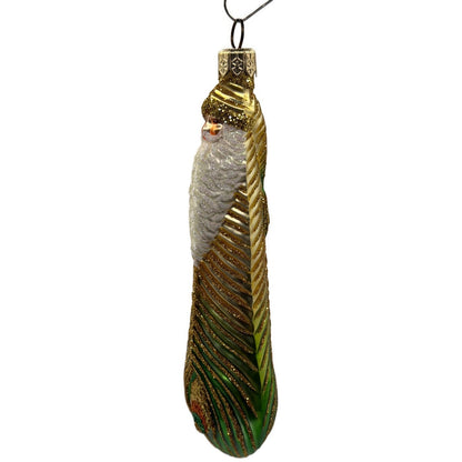 Patricia Breen Peacock Icicle Gold Green Santa Claus Christmas Tree Ornament