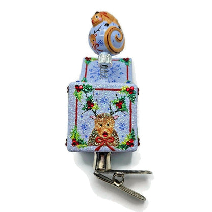 Patricia Breen Pop Goes the Chameleon Reindeer Holly Clip On Christmas Ornament