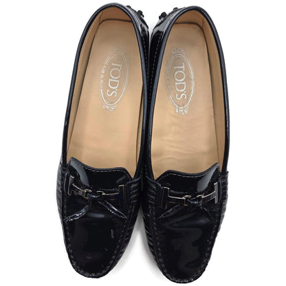 Tod’s Heaven Double T-Bit Loafers Driving Shoes Navy Patent Leather Rare 39.5