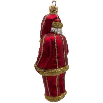Patricia Breen Ring in the New Red Santa Claus Gold Striped Christmas Ornament