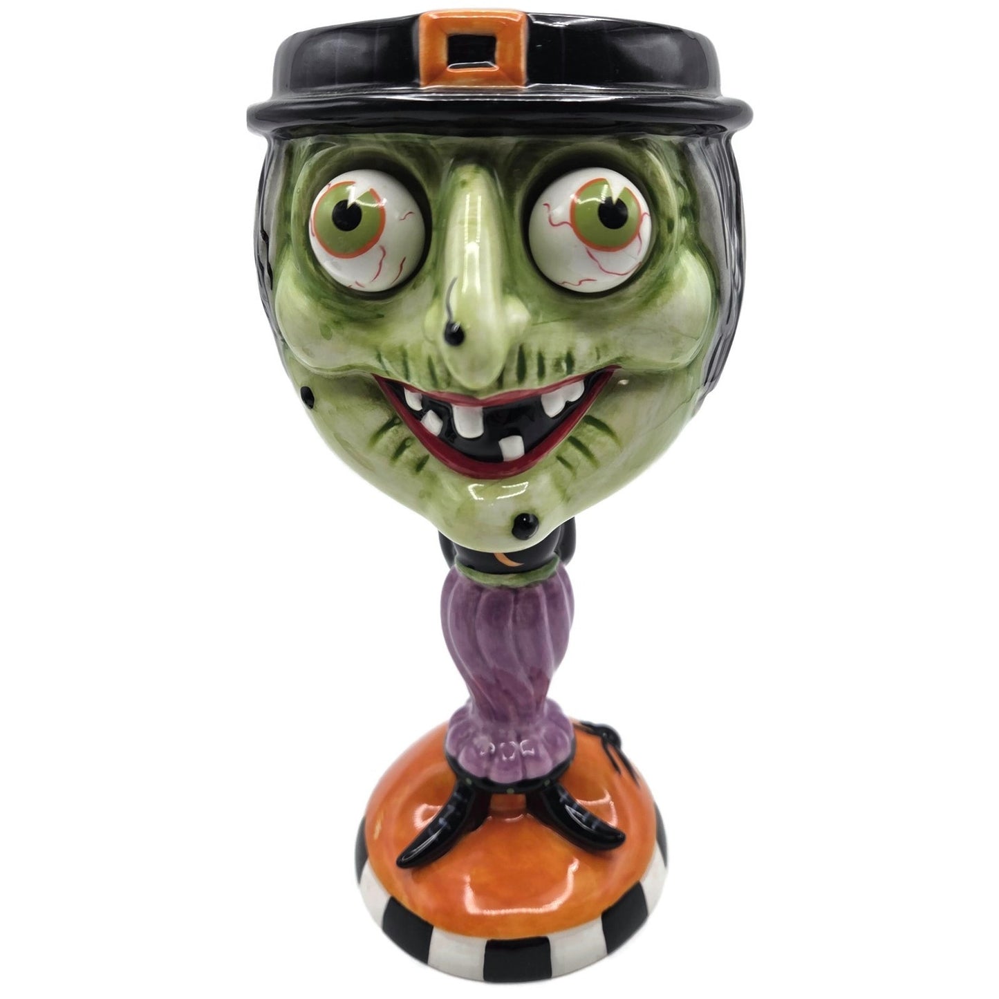 Department 56 Halloween Witch Google Eye Goblet Ceramic Candy Dish Party Decor