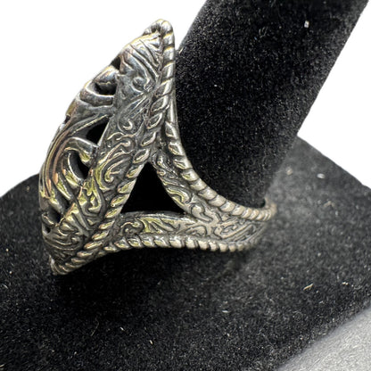 CP Carolyn Pollack Ring R 925 Sterling Silver Metal Filigree Artisan Size 7 3/4
