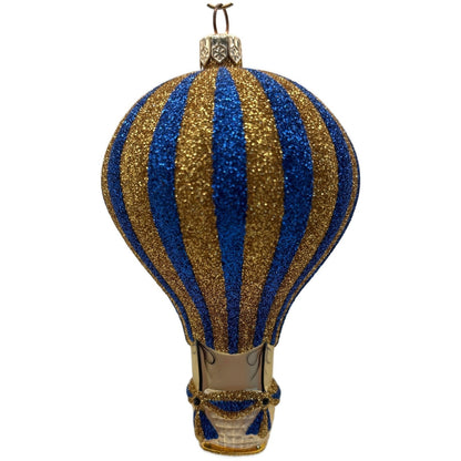 Patricia Breen Petite Balon Blue Gold Striped Balloon Christmas Tree Ornament