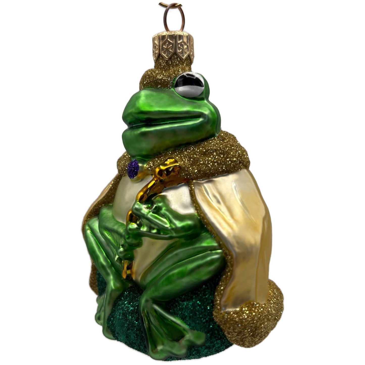 Patricia Breen Frog King Gold Glitter Green Animal Christmas Tree Ornament
