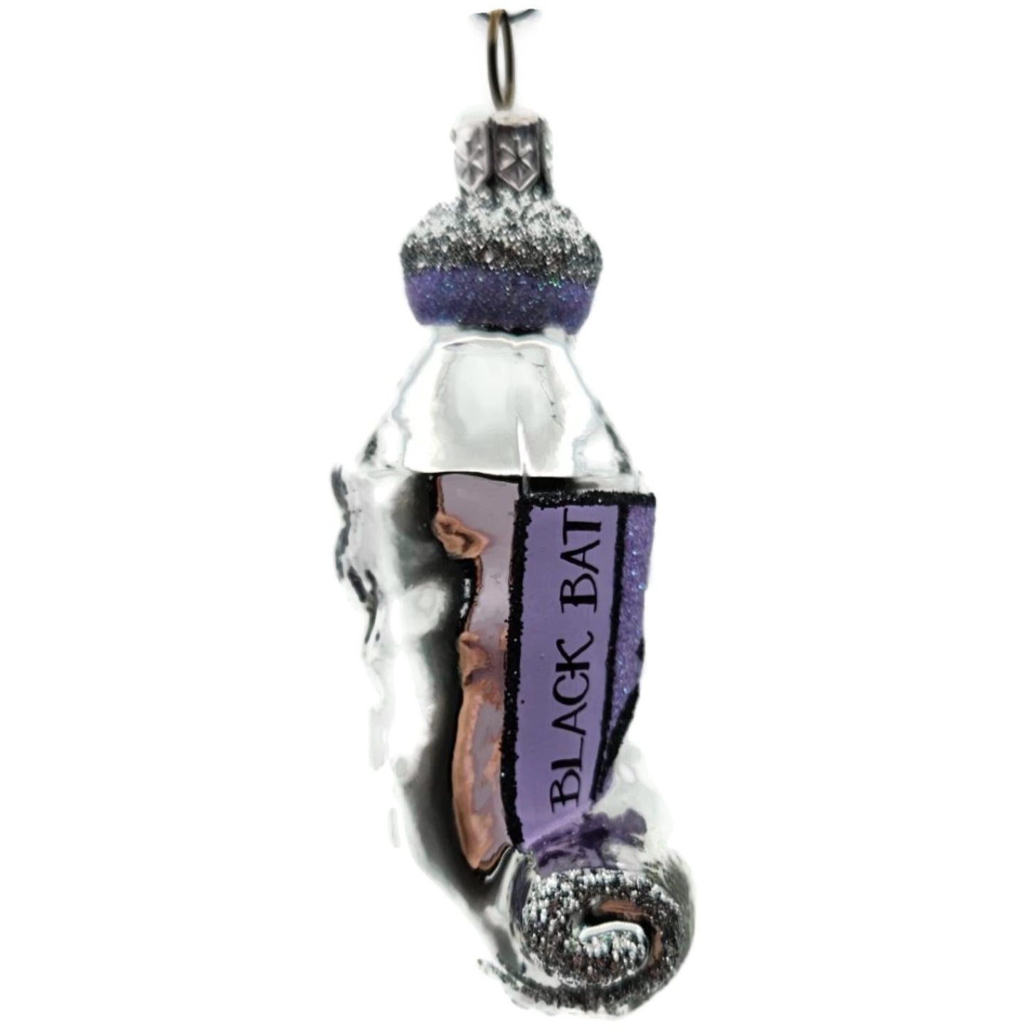 Patricia Breen Miniature Paint Tube Black Bat Lavender Rolled Halloween Ornament