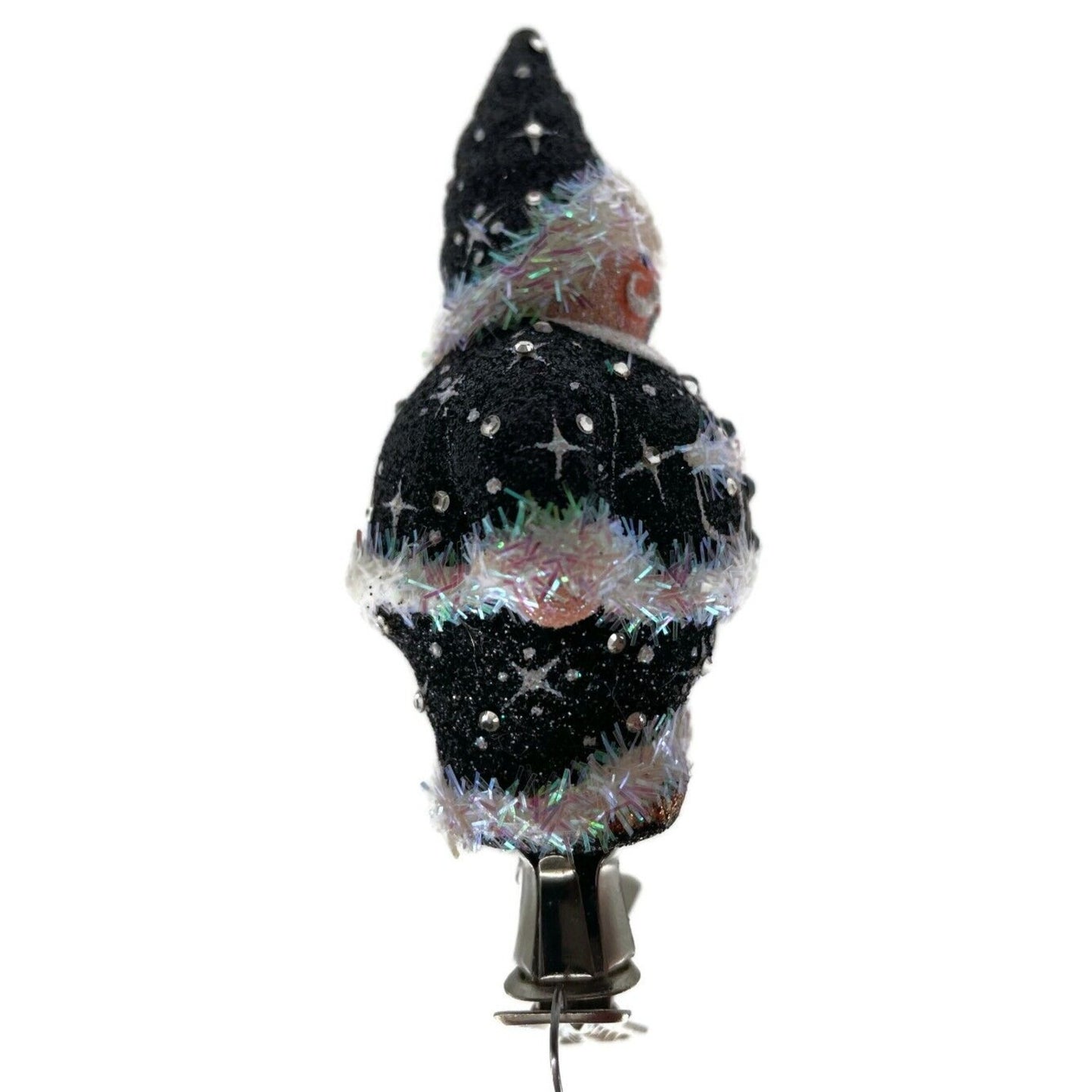 Patricia Breen Charming Claus Black Clip On Glitter Christmas Tree Ornament