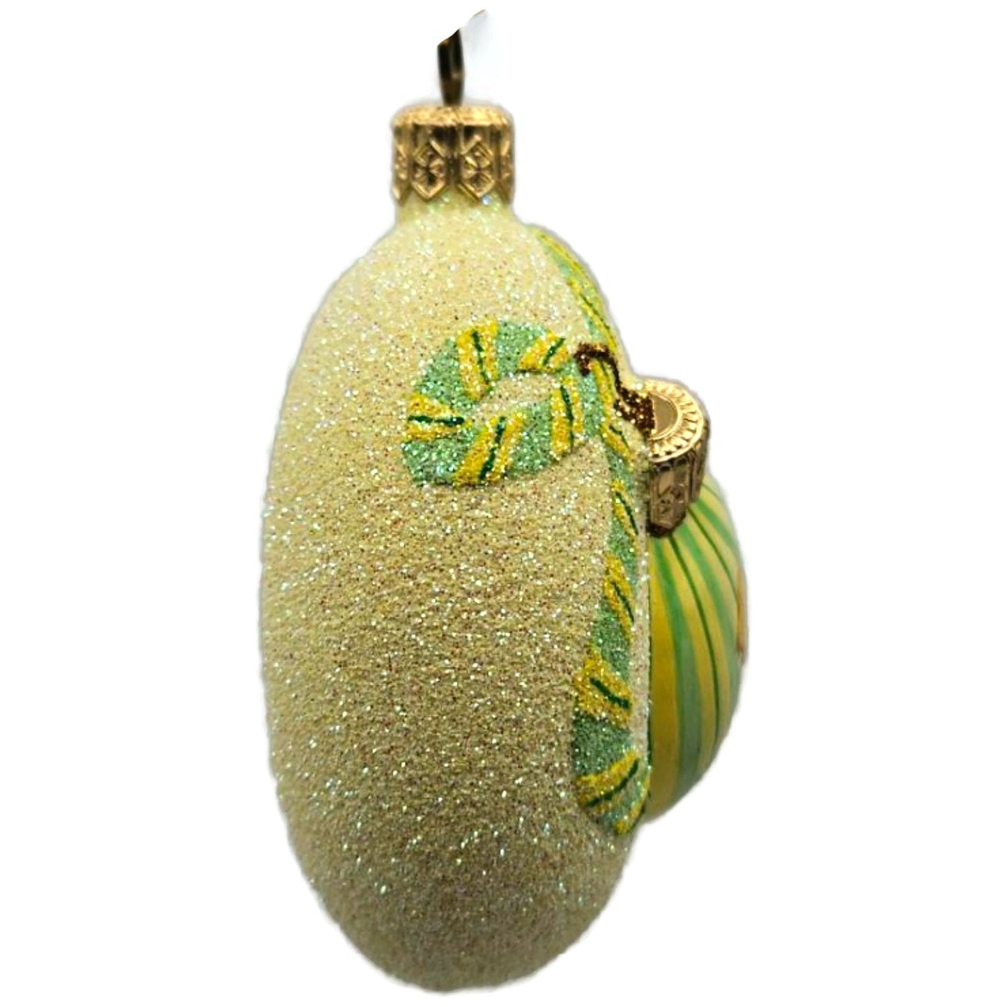Patricia Breen Ornamental Medallion Yellow Roses Stripe Spring Ornament NM 2737