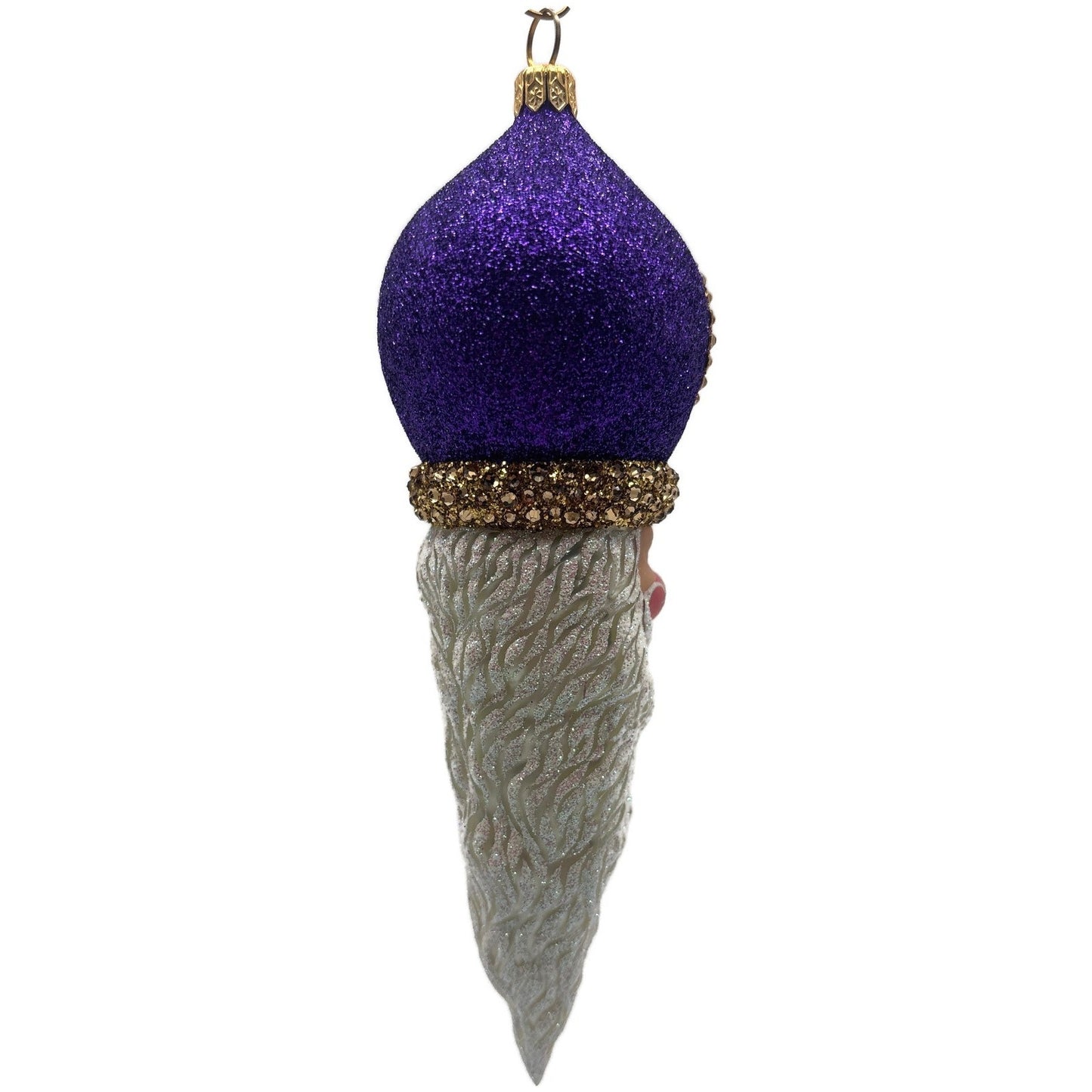 Patricia Breen Vendome Claus Glittered Purple Reflector Christmas Ornament CATZ