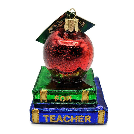 Old World Christmas Teachers Apple Books Christmas Tree Ornament OWC 36128