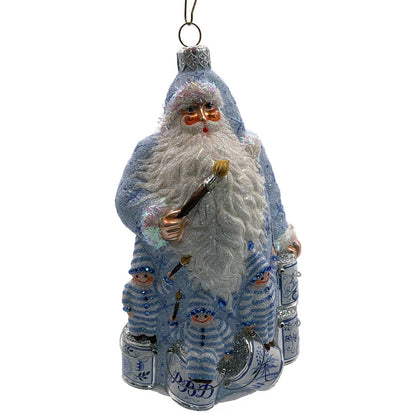 Patricia Breen Ornament Painterly Santa Chinoiserie Blue Striped Christmas Tree