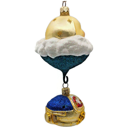 Patricia Breen Santa's Underwater Sleigh Glittered Stars Christmas Ornament 9932