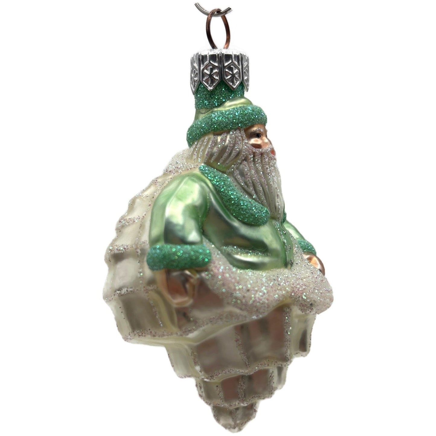 Patricia Breen Turitella Santa Aquatic Green Shell Nautical Christmas Ornament