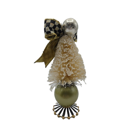 Mackenzie Childs Home Sweet Snow Bottle Brush Tree Mini Yellow Courtly Check