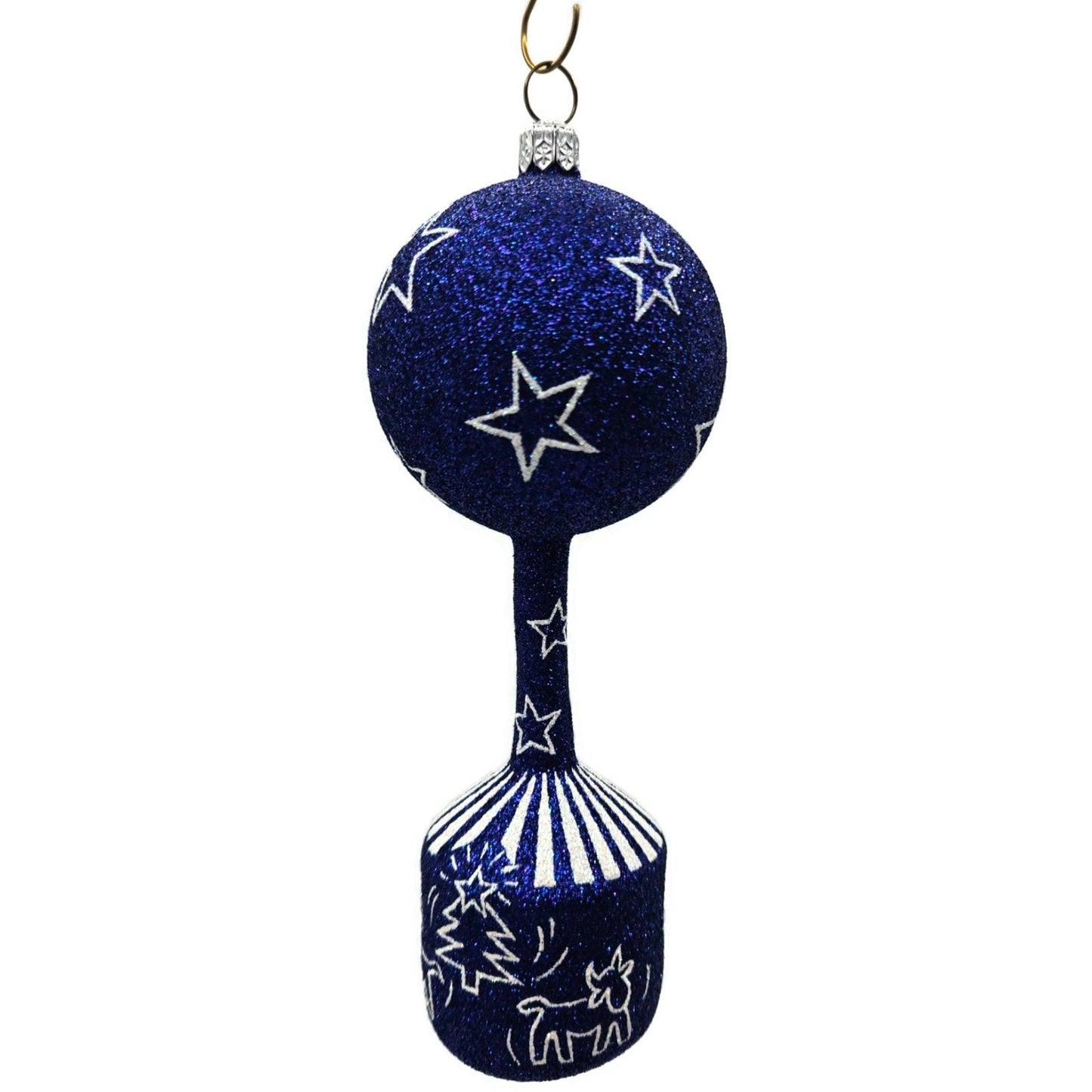 Patricia Breen Keiths Christmas Blue Angel Stars Stripe Nativity Scene Ornament