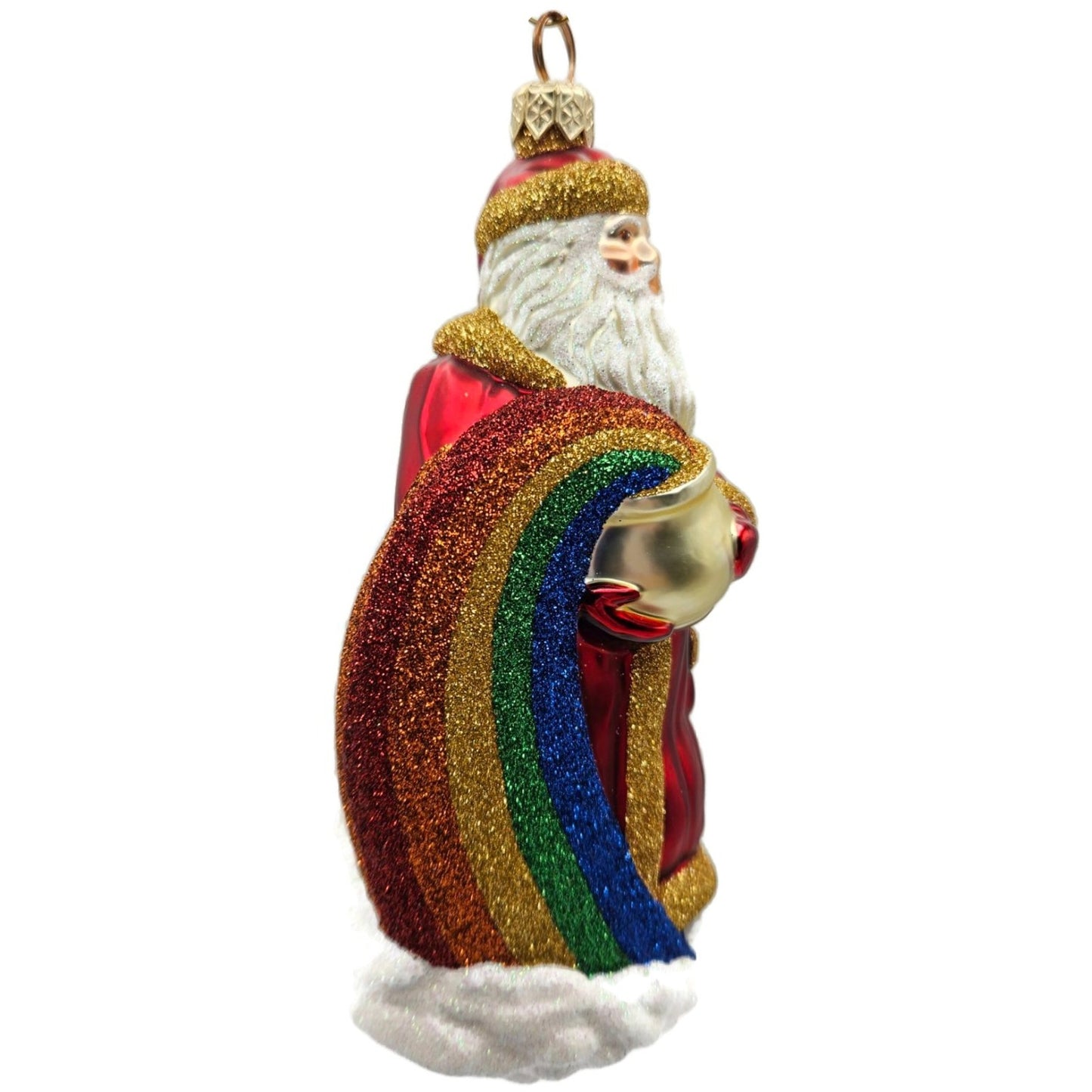 Patricia Breen Rainbow Santa Claus Red Glass Christmas Tree Ornament CATZ 2029