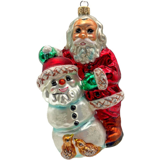 Christopher Radko Frosty Santa Claus Snowman Glass Christmas Ornament 98-317-0
