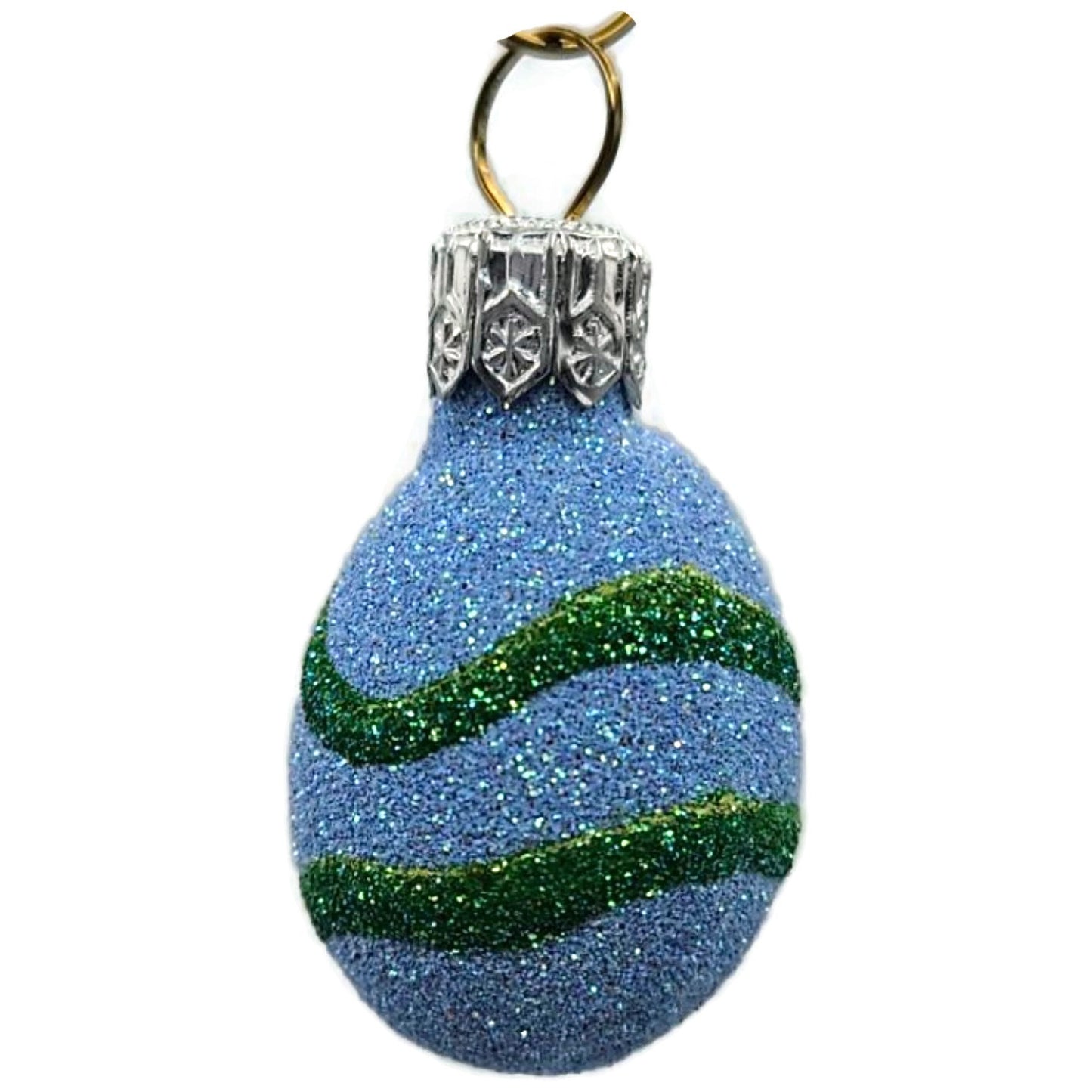 Patricia Breen Miniature Egg Snake Blue Easter Spring Glittered Ornament 2363