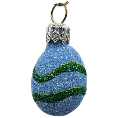 Patricia Breen Miniature Egg Snake Blue Easter Spring Glittered Ornament 2363
