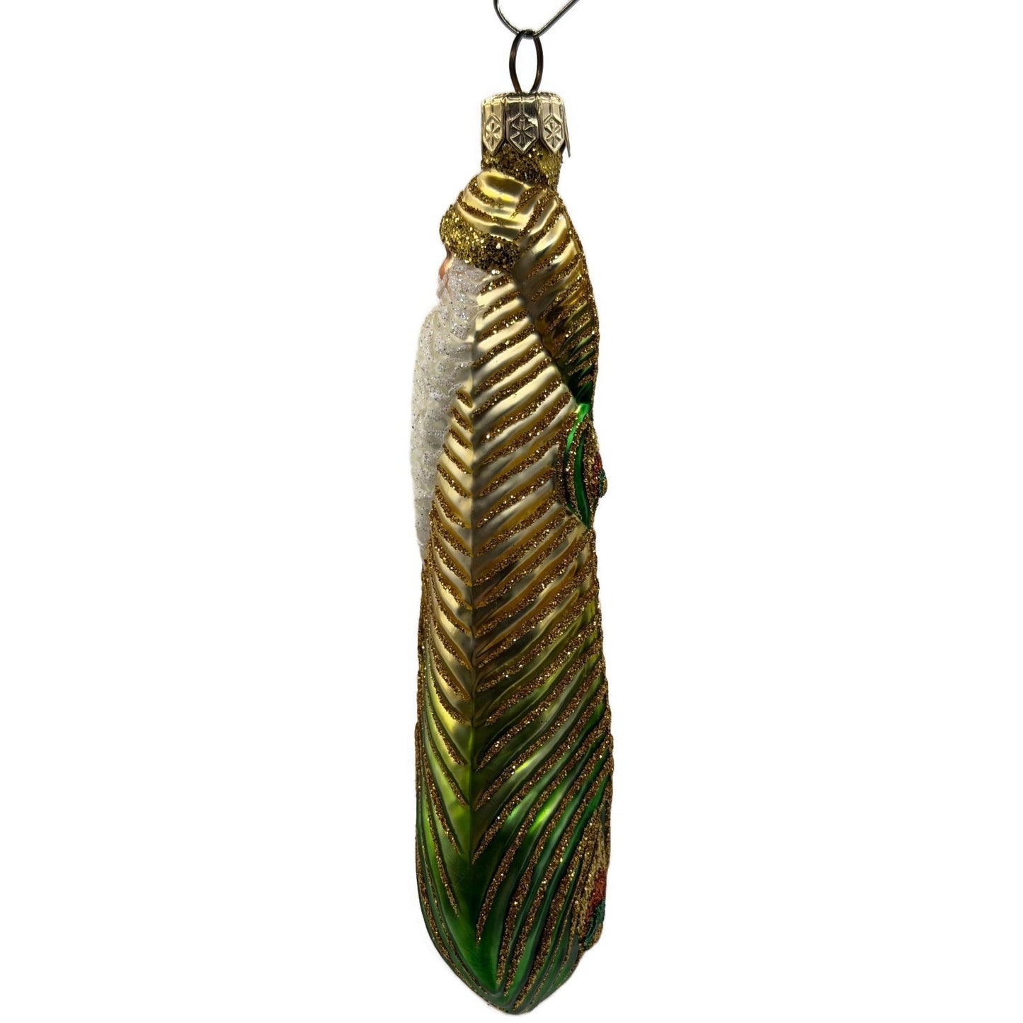 Patricia Breen Peacock Icicle Gold Green Santa Claus Christmas Tree Ornament