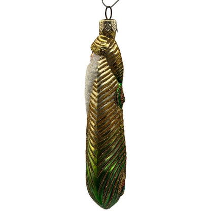 Patricia Breen Peacock Icicle Gold Green Santa Claus Christmas Tree Ornament