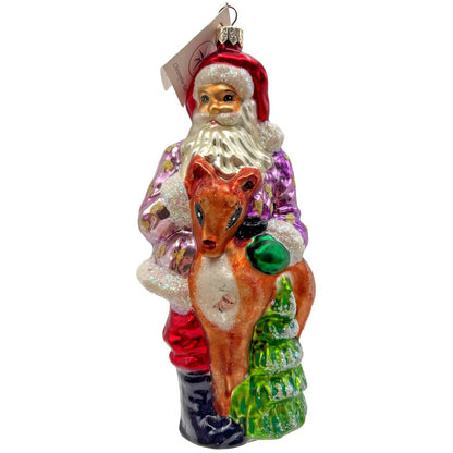 Christopher Radko Santa's Helper Deer Glitter Christmas Tree Ornament 98-206-0