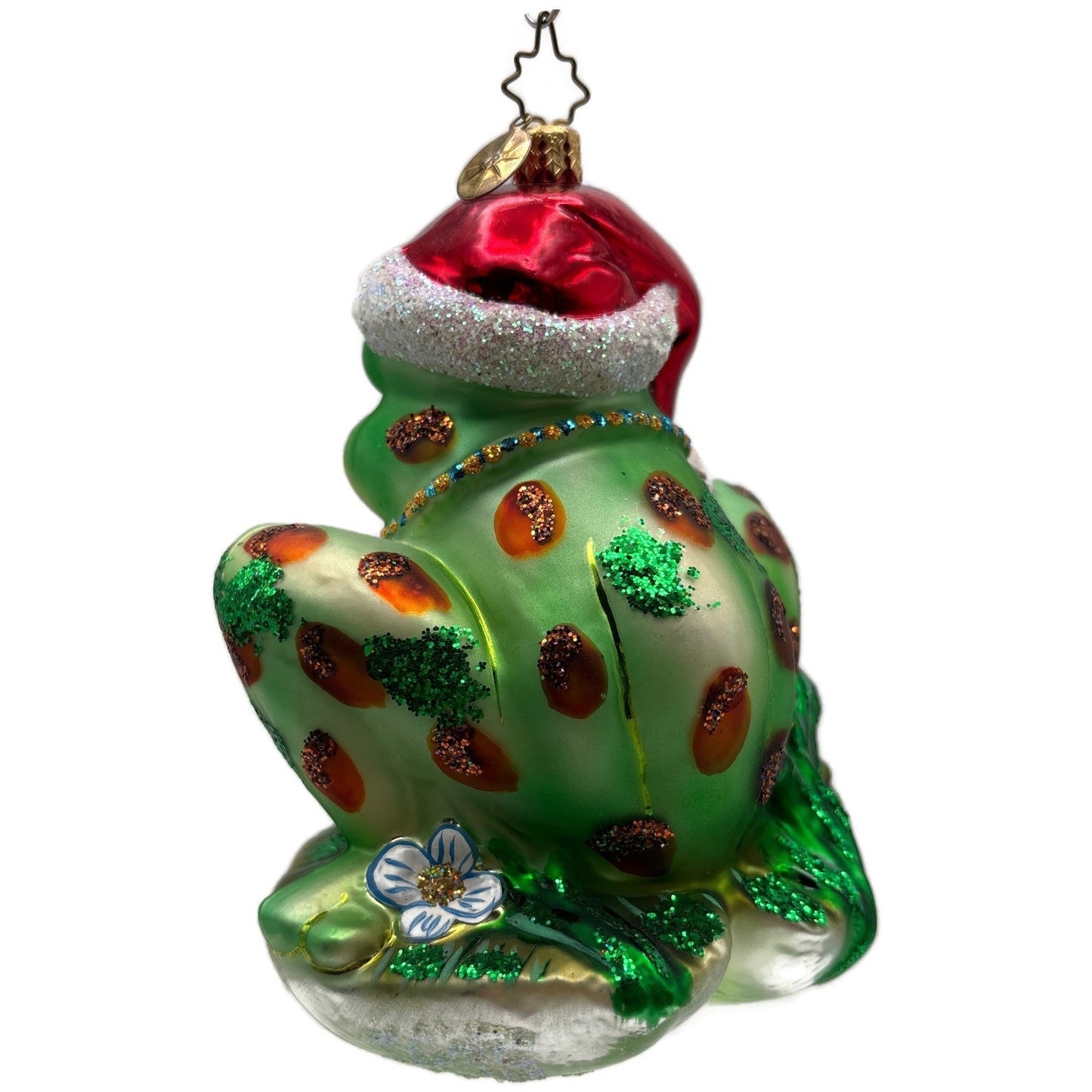 Christopher Radko Ribbit Reader Green Frog Christmas Tree Ornament 1013112