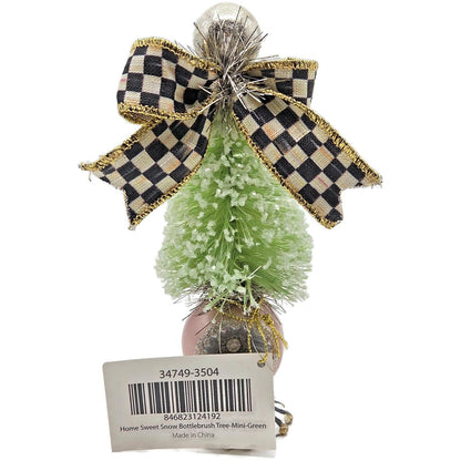 MacKenzie-Childs Home Sweet Snow Bottle Brush Tree Mini Green 6.5" Courtly Check
