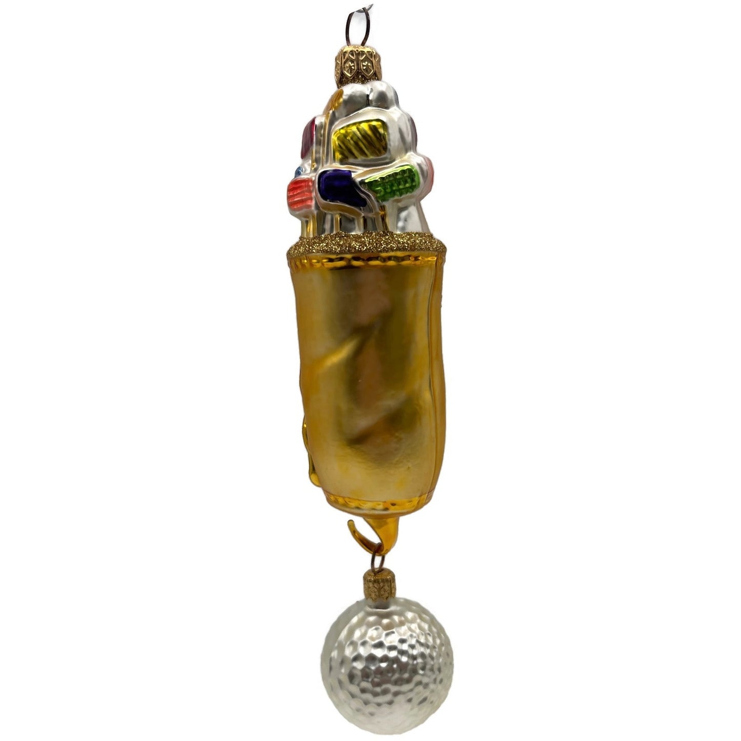 Patricia Breen Golf Bag and Ball Gold Matte Sports Christmas Tree Ornament