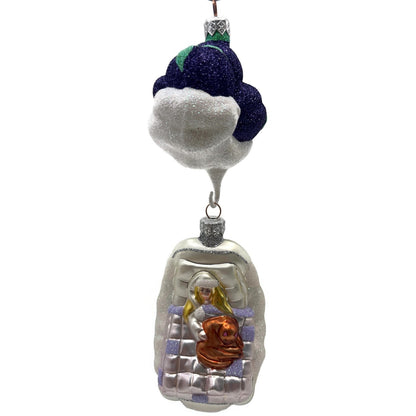 Patricia Breen Visions Of Sugar Plums Purple Glittered Moon Christmas Ornament