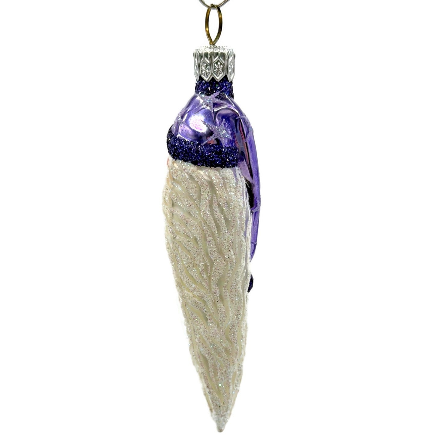 Patricia Breen Stocking Cap Santa Head Purple Stars Christmas Tree Ornament